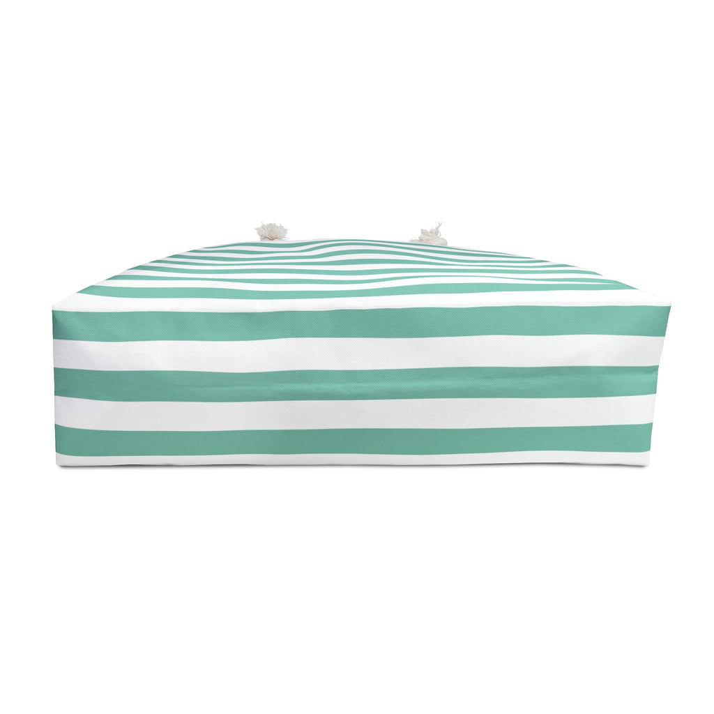 Cabana Mint Stylish Striped Weekender Tote Bag