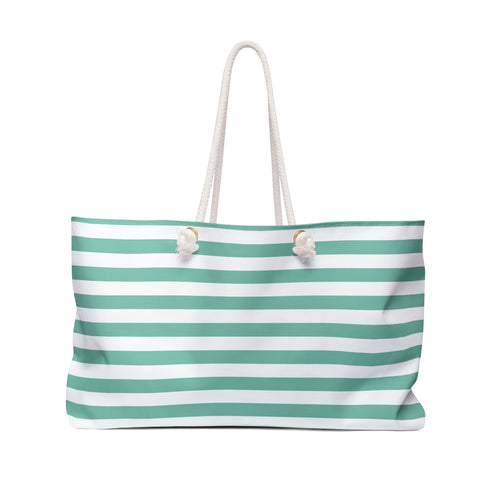 Cabana Mint Stylish Striped Weekender Tote Bag