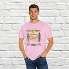 Campfire Dreams and Summer Memories Unisex Garment-Dyed T-shirt. Escape to the great outdoors with our Campfire Dreams and Summer Memories Garment-Dyed T-shirt. Made from soft, high-quality fabric, this shirt is perfect for cozy nights by the fire or creating unforgettable summer memories. Featuring the graphics of a scenery of a sunset, trees, patio lights, a fire pit and two wood chairs.