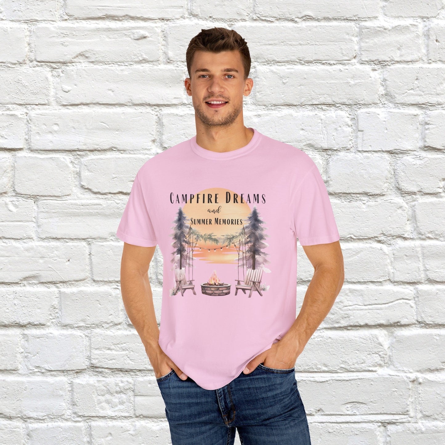 Campfire Dreams and Summer Memories Unisex Garment-Dyed T-shirt