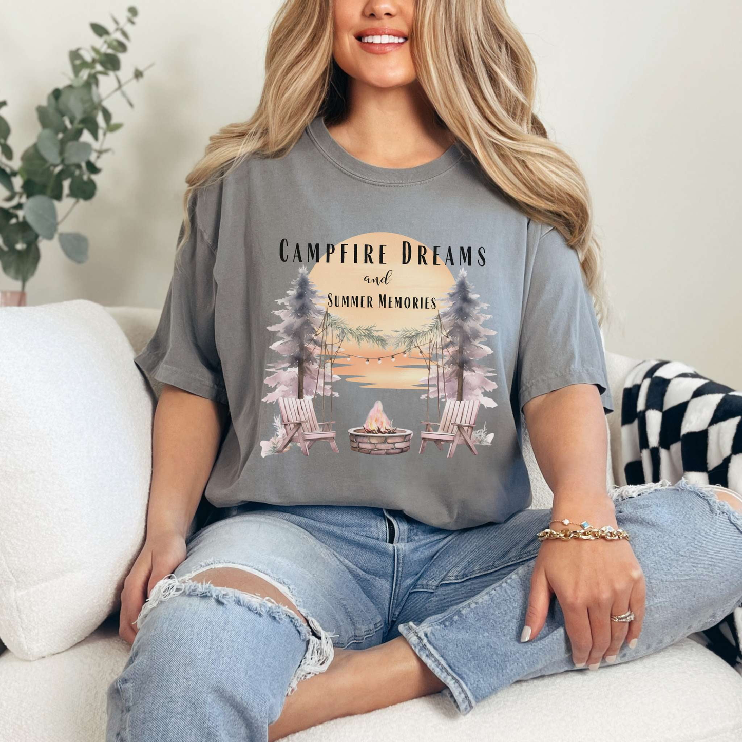 Campfire Dreams and Summer Memories Unisex Garment-Dyed T-shirt