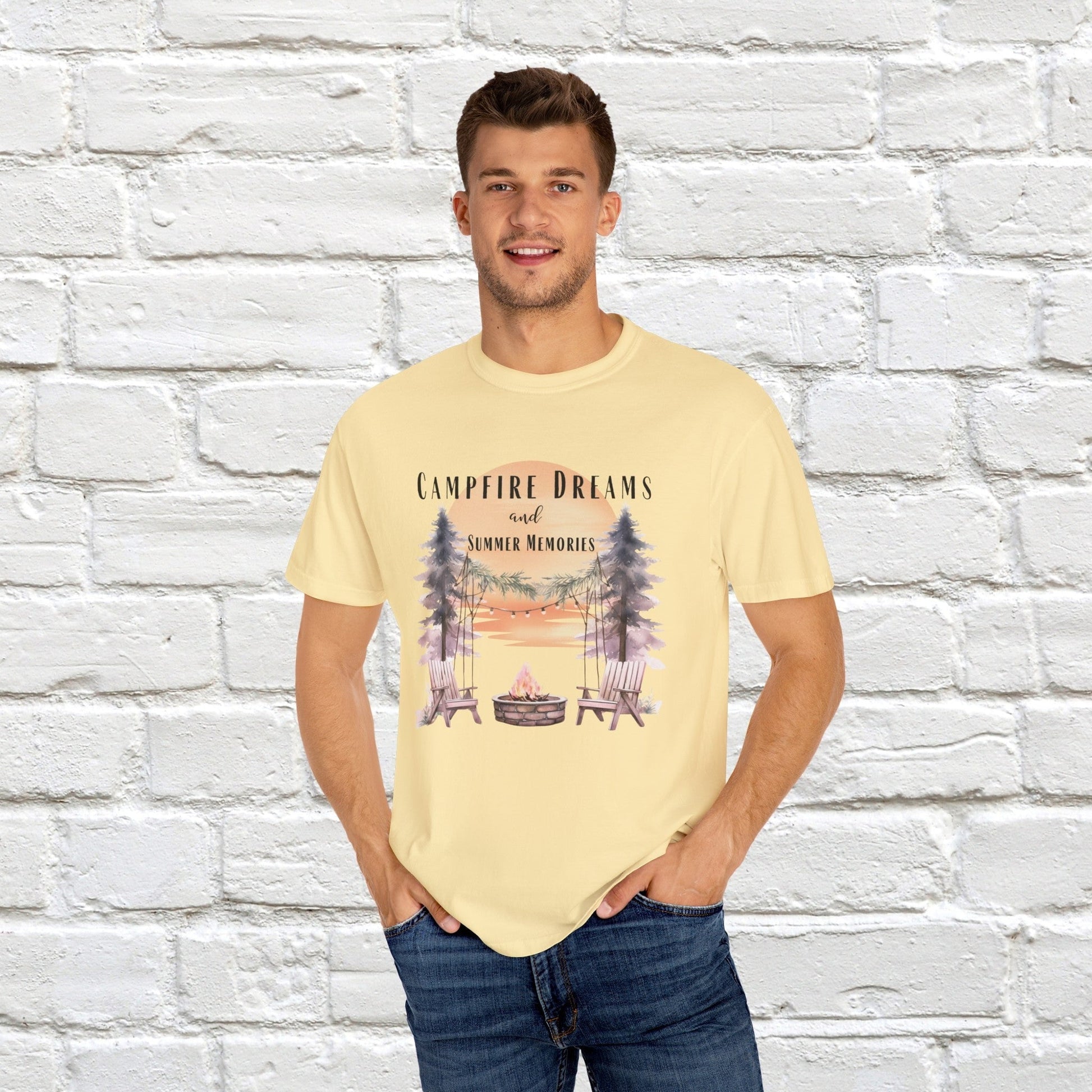 Campfire Dreams and Summer Memories Unisex Garment-Dyed T-shirt