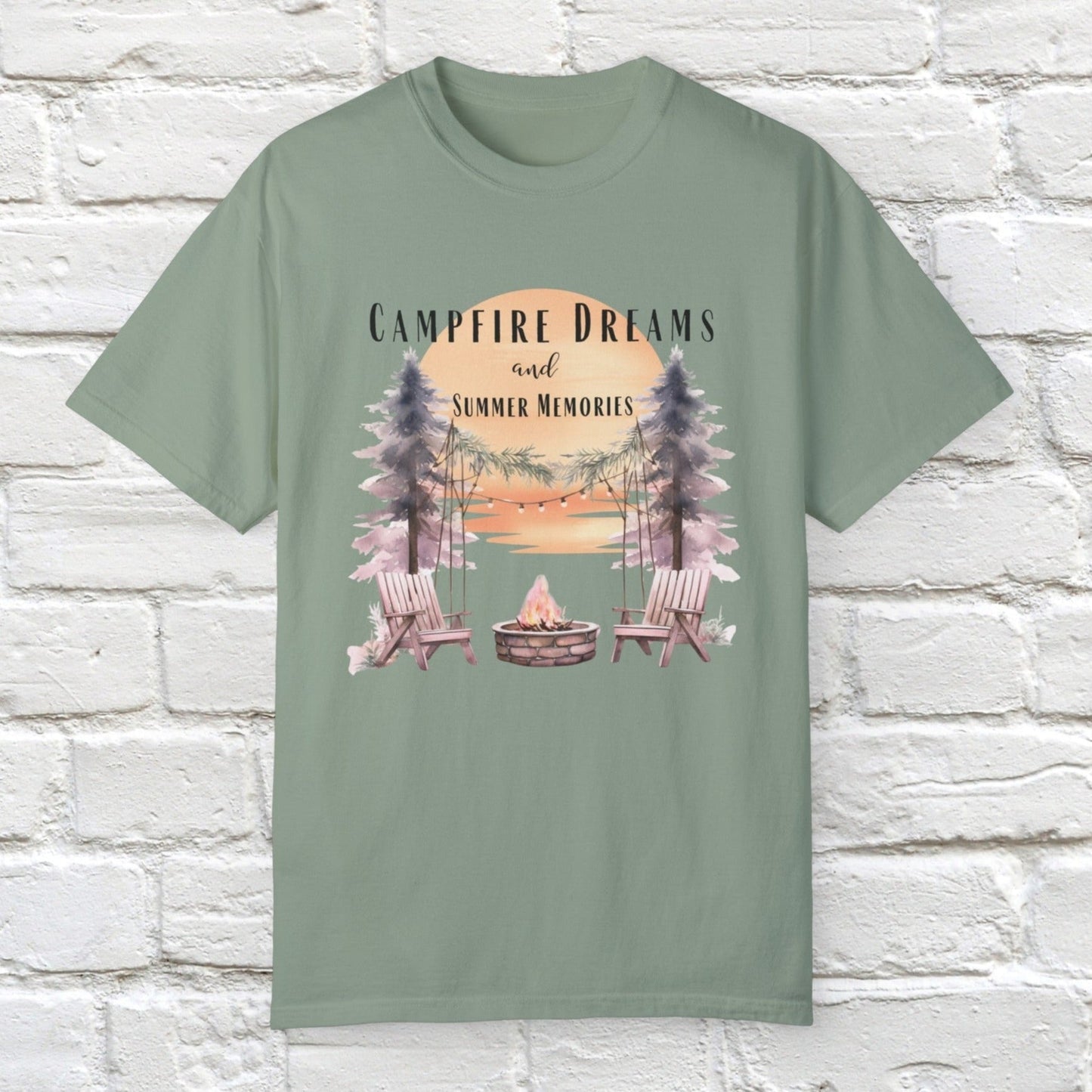 Campfire Dreams and Summer Memories Unisex Garment-Dyed T-shirt