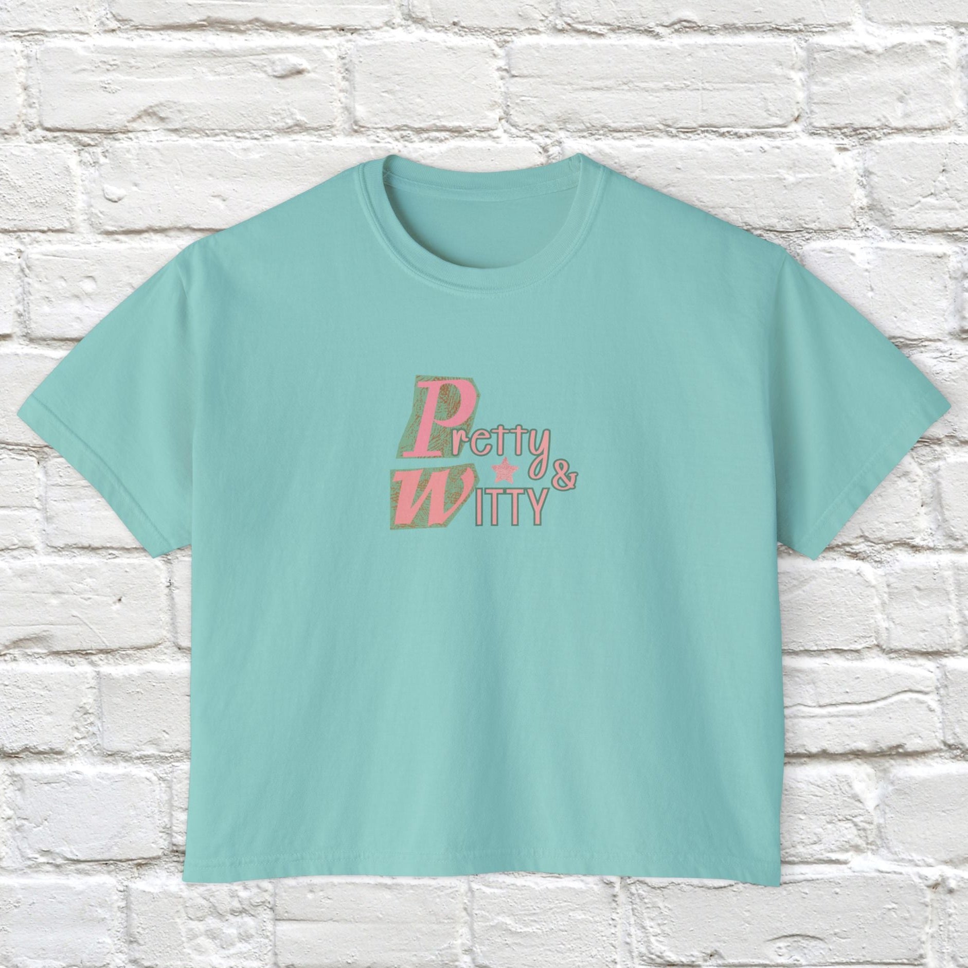 Pretty & Witty Boxy Tee with playful graphic design