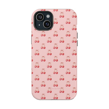 Magnetic iPhone case with a stylish cherry design 🍒, offering protective, coquette-inspired charm for iPhone users who love chic and functional phone accessories.