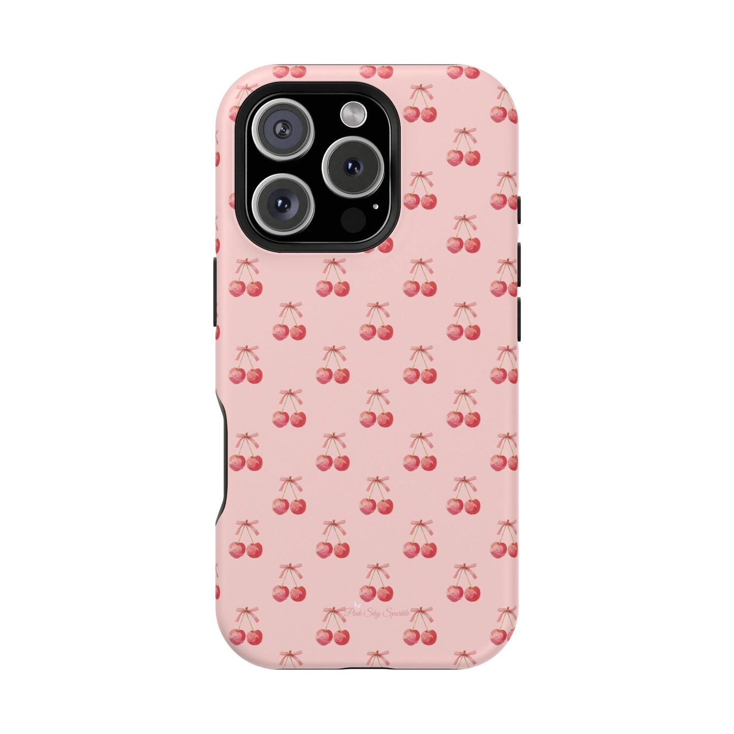 Magnetic iPhone case with a stylish cherry design 🍒, offering protective, coquette-inspired charm for iPhone users who love chic and functional phone accessories.