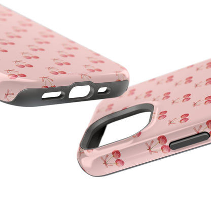 Magnetic iPhone case with a stylish cherry design 🍒, offering protective, coquette-inspired charm for iPhone users who love chic and functional phone accessories.