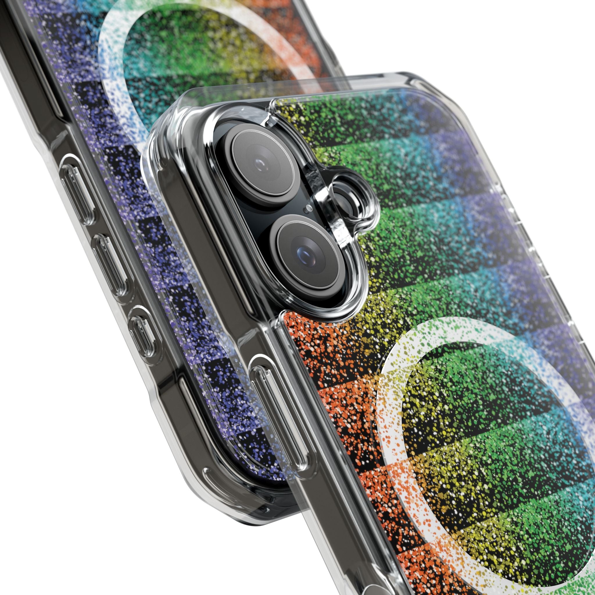 Bright, bold, and full of energy—our Confetti Glow Magnetic Clear Impact iPhone Case features a vibrant rainbow confetti design that pops against your phone. Designed for both style and protection, this case adds a fun, colorful touch while keeping your device safe.