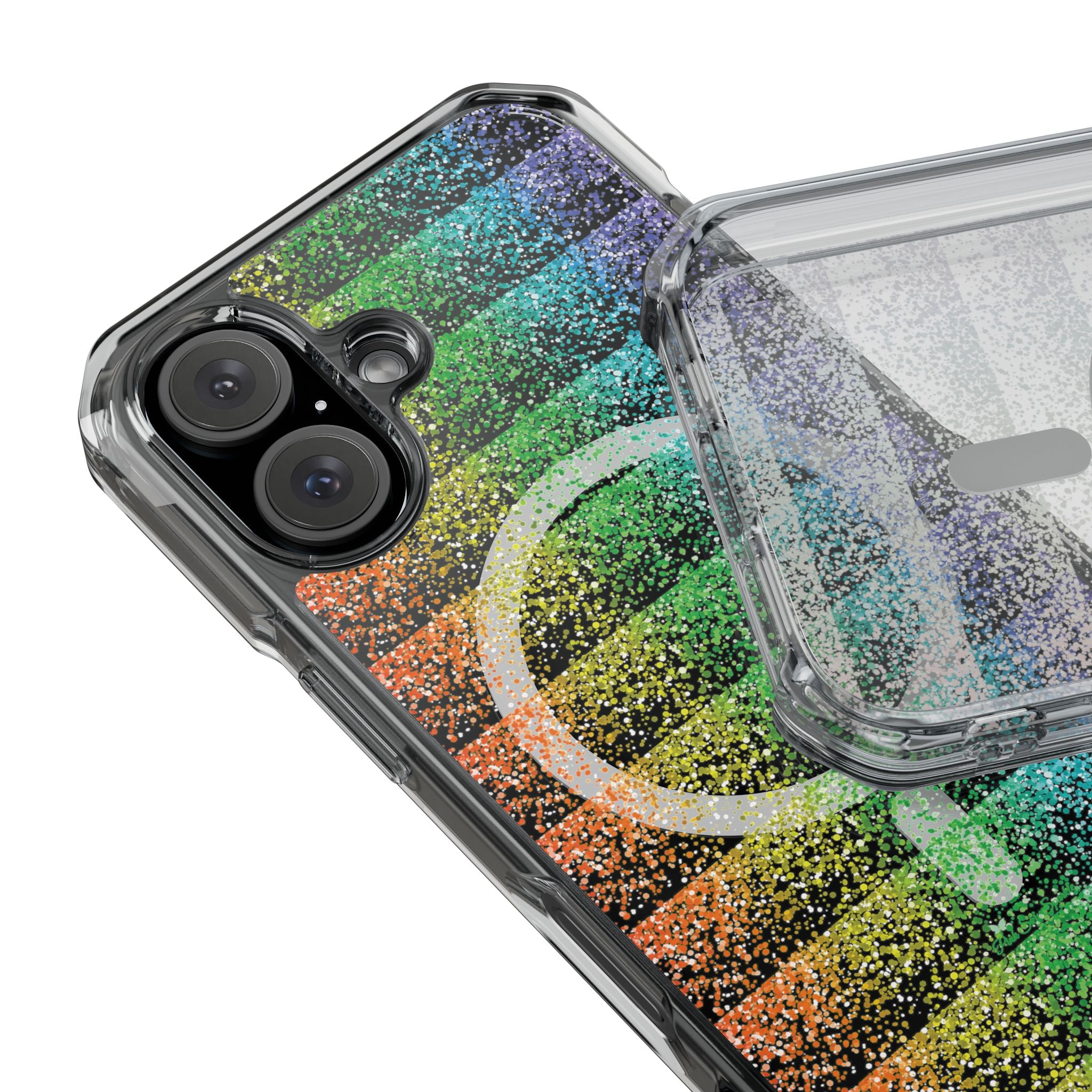 Bright, bold, and full of energy—our Confetti Glow Magnetic Clear Impact iPhone Case features a vibrant rainbow confetti design that pops against your phone. Designed for both style and protection, this case adds a fun, colorful touch while keeping your device safe.