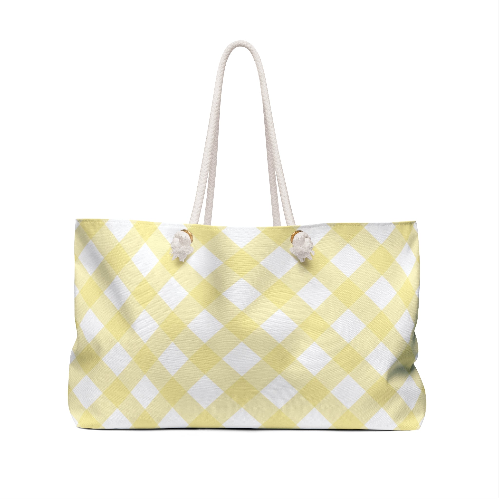 Cottage Chic Yellow Gingham Weekender Tote Bag