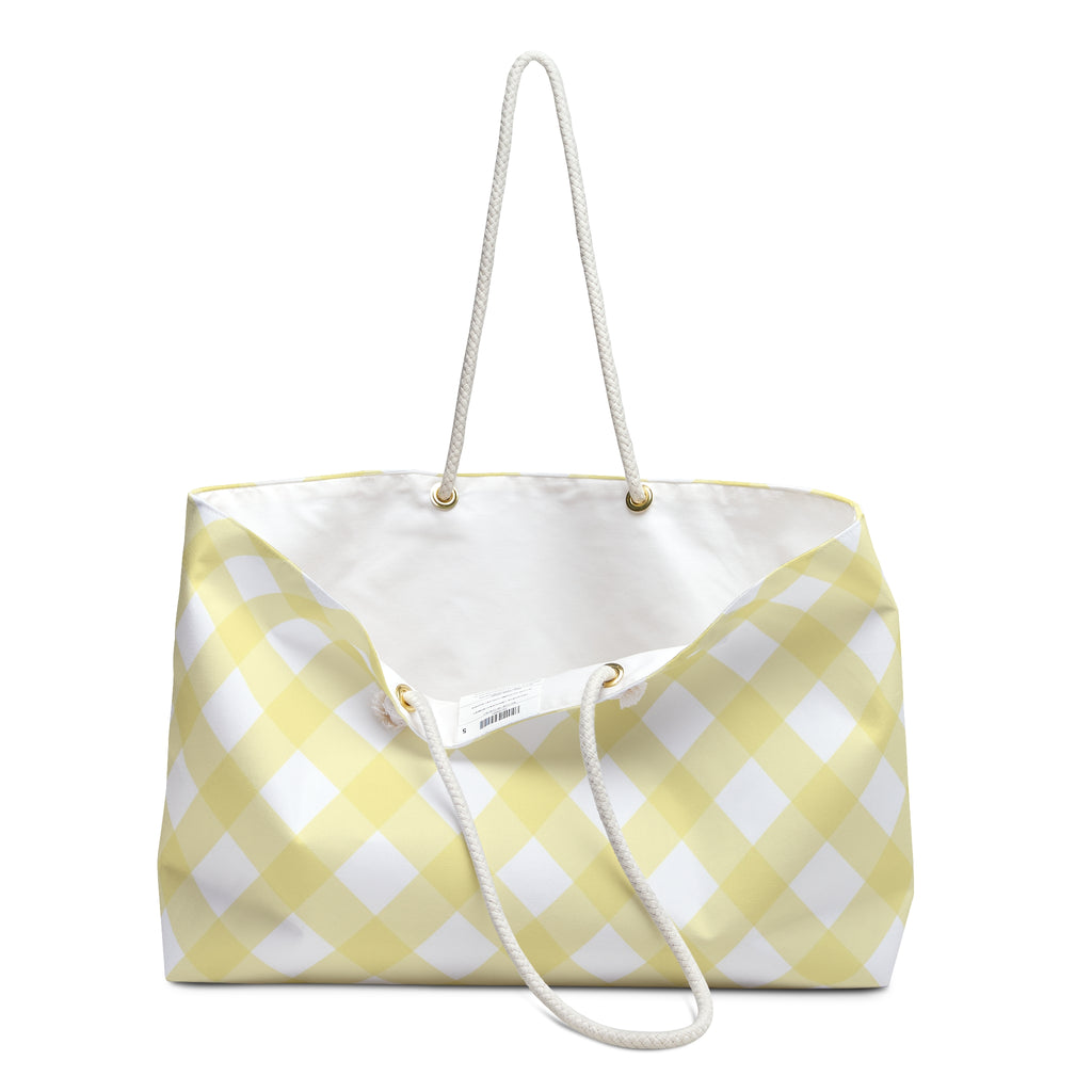 Cottage Chic Yellow Gingham Weekender Tote Bag