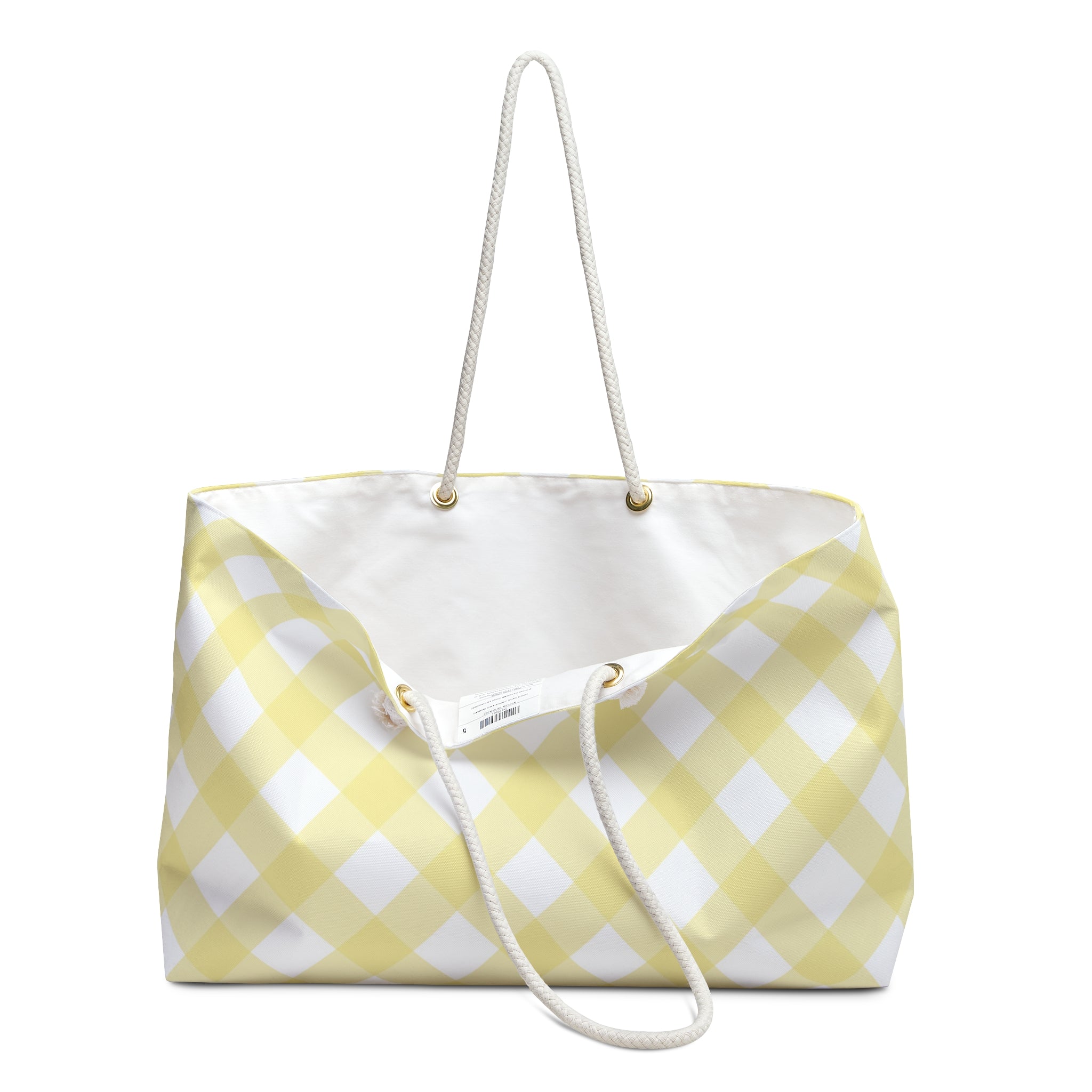 Cottage Chic Yellow Gingham Weekender Tote Bag