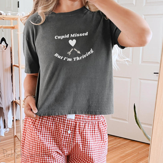 Cupid Missed But I'm Thriving Women's Boxy Fit T-shirt