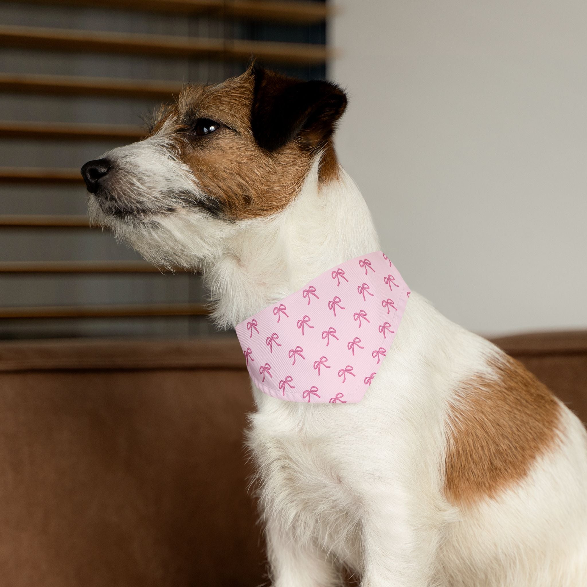Cute Pink Bow Pet Bandana With Adjustable Collar