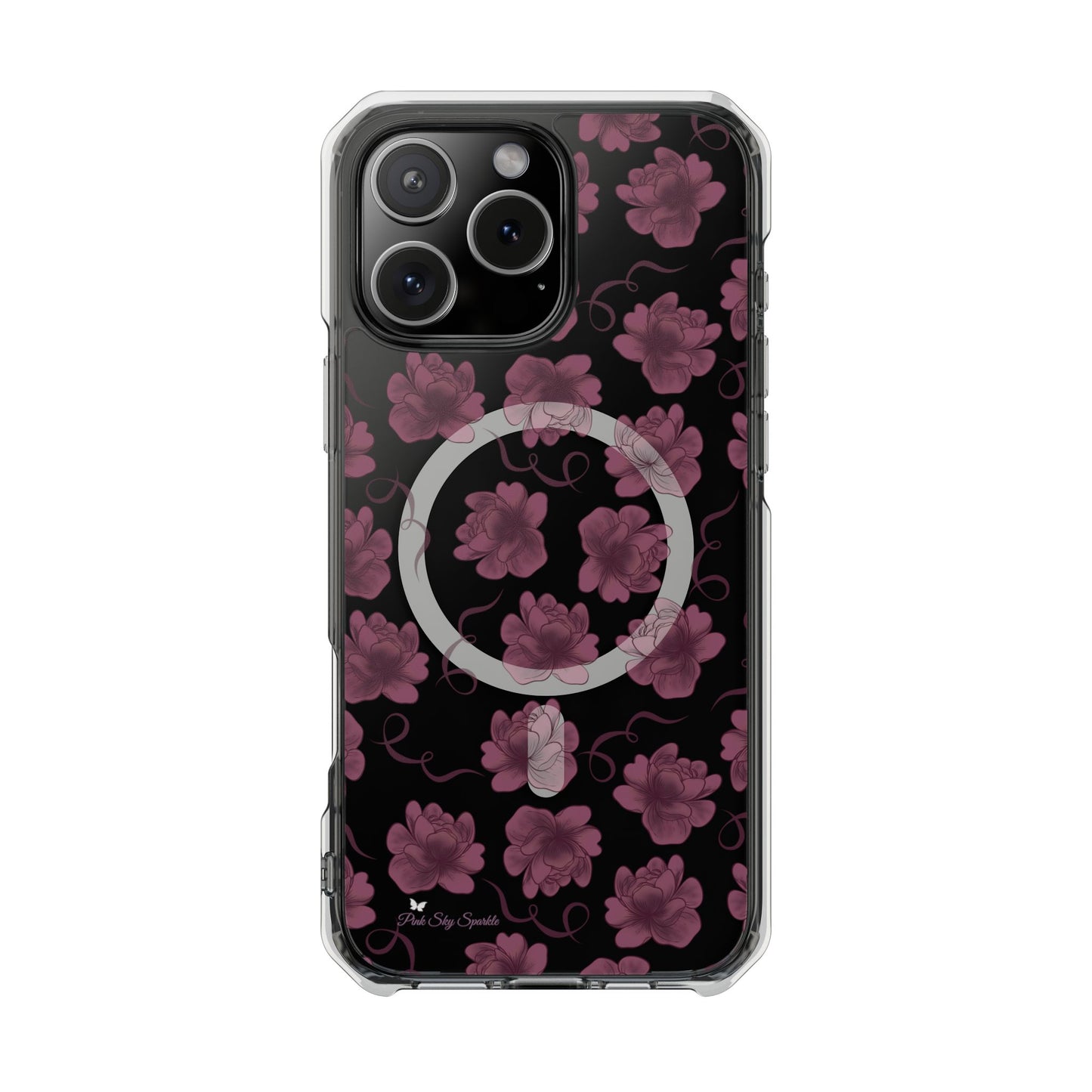 Deep Floral Magnetic Clear Impact iPhone Case