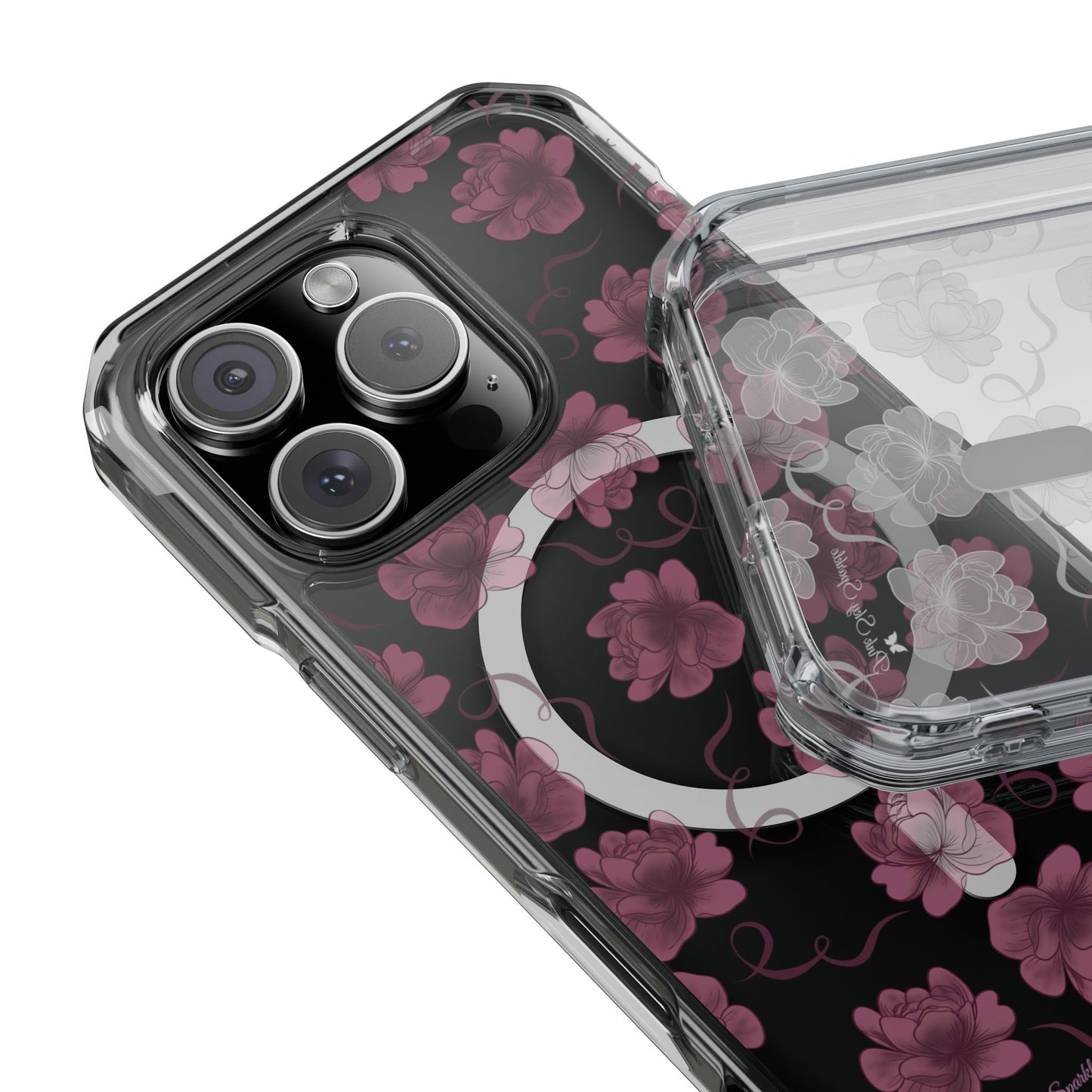 Deep Floral Magnetic Clear Impact iPhone Case