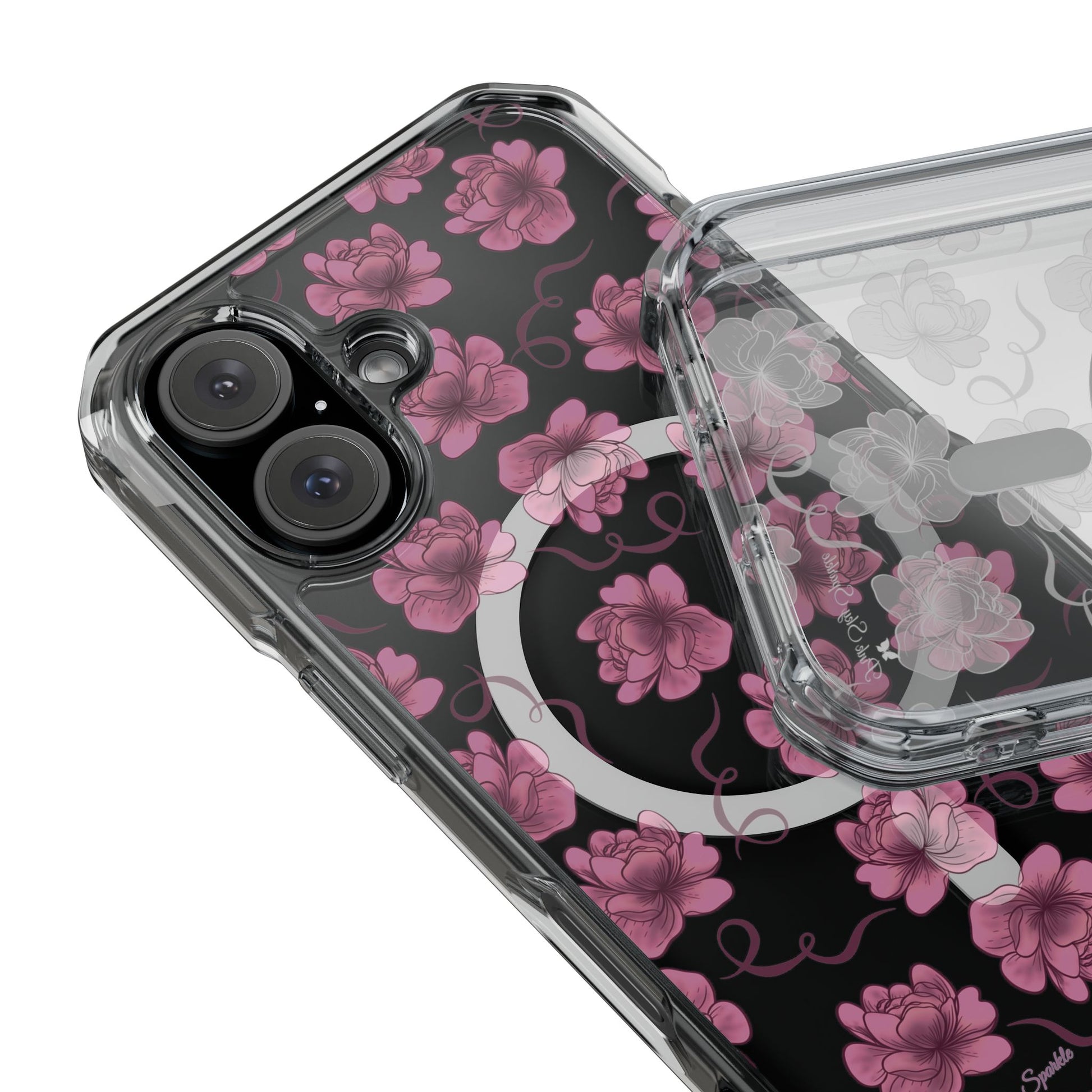 Deep Floral Magnetic Clear Impact iPhone Case