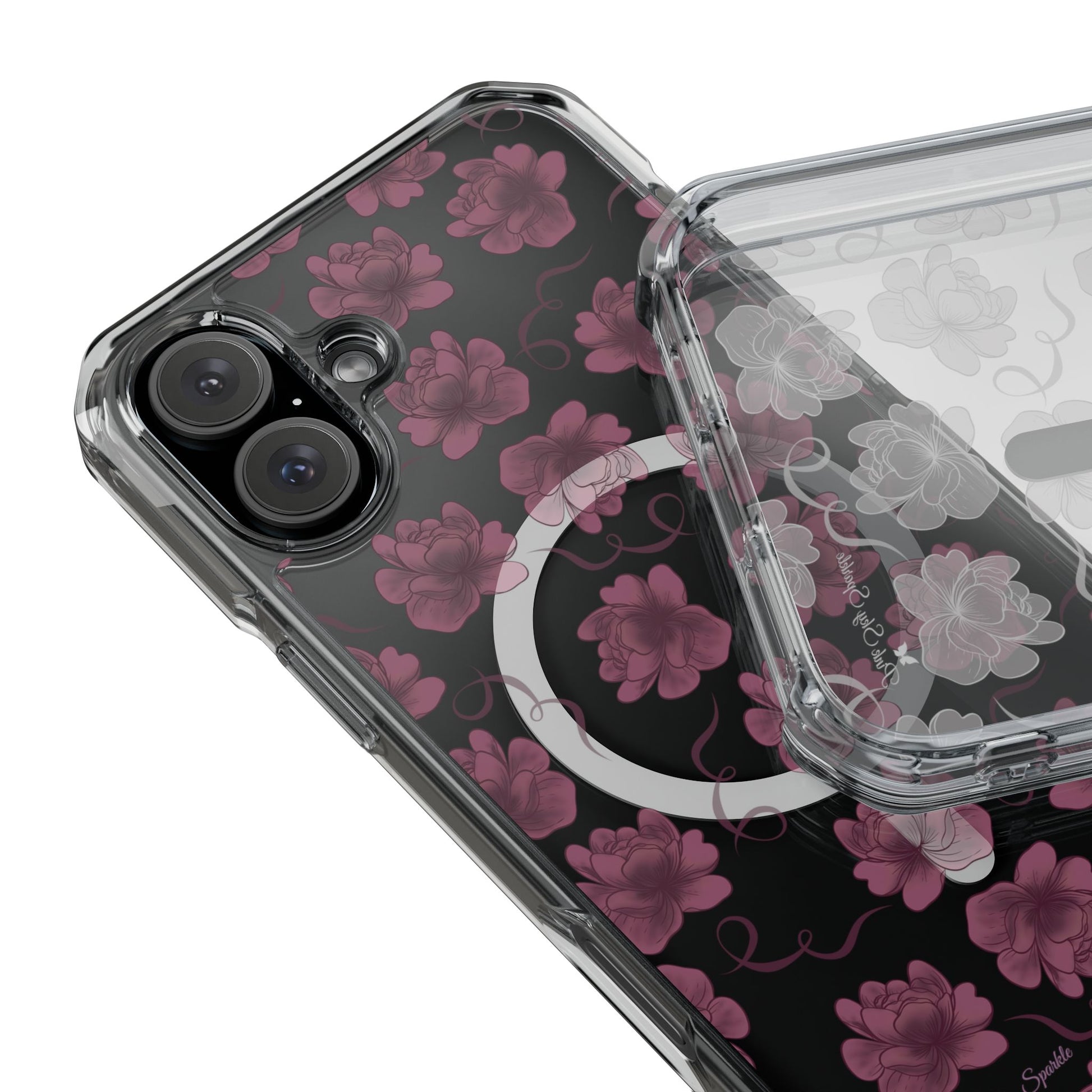 Deep Floral Magnetic Clear Impact iPhone Case