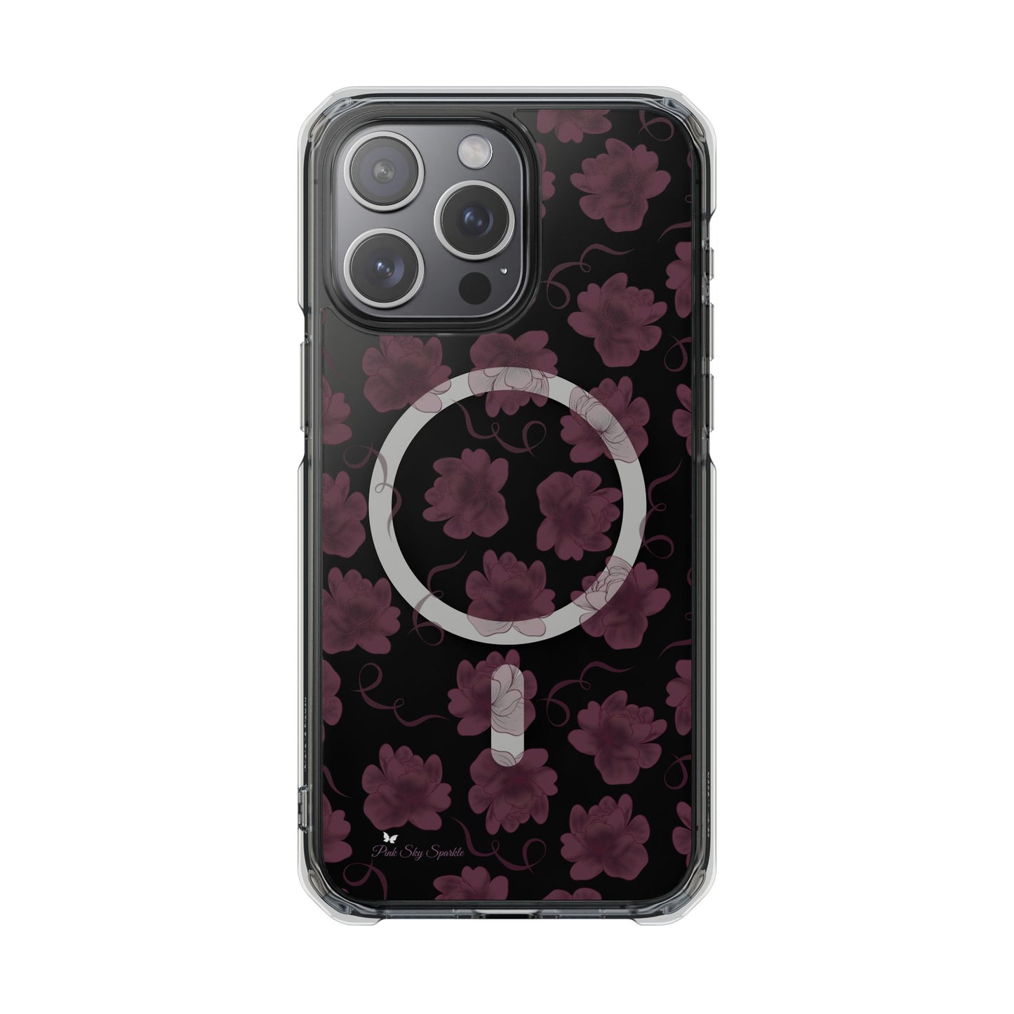 Deep Floral Magnetic Clear Impact iPhone Case