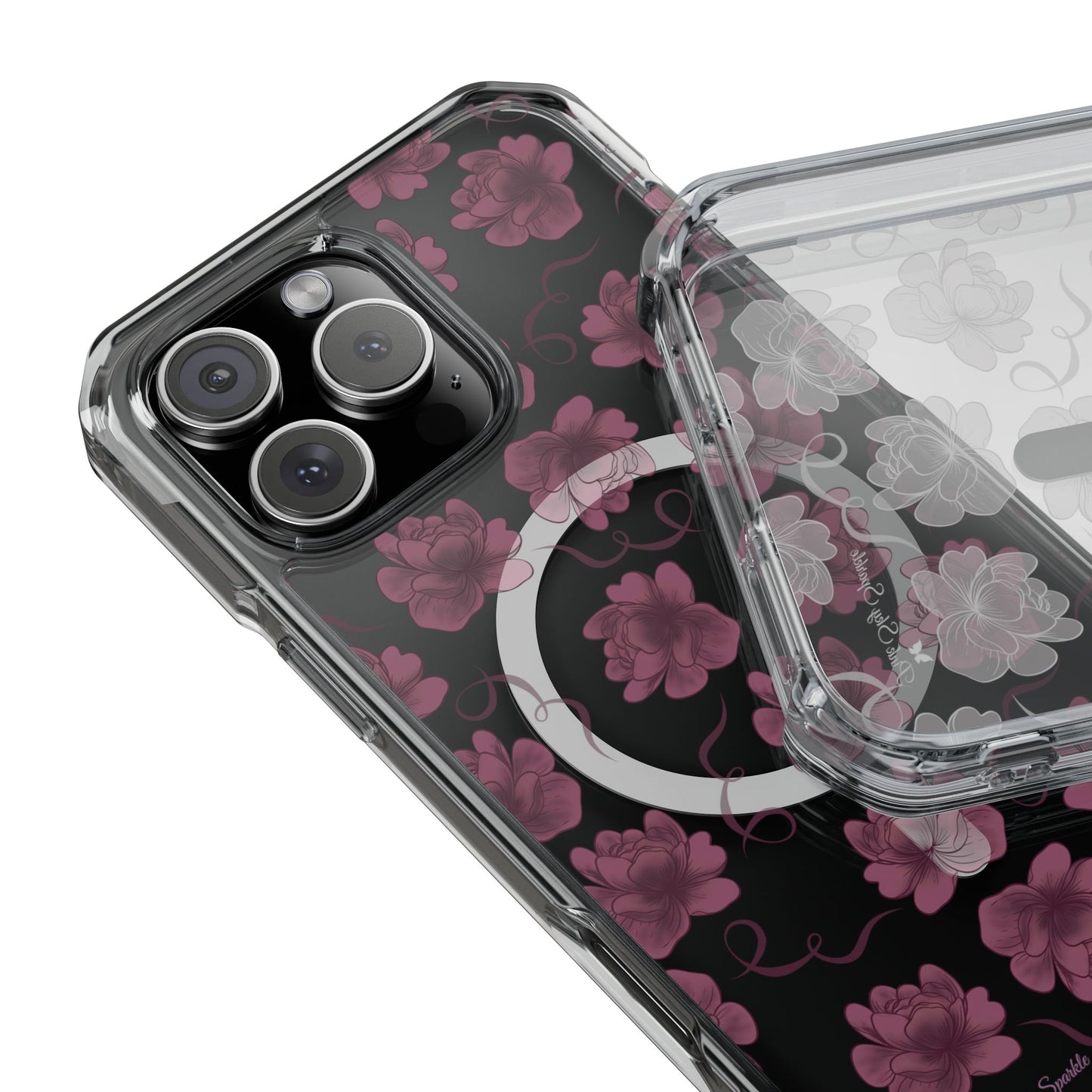 Deep Floral Magnetic Clear Impact iPhone Case