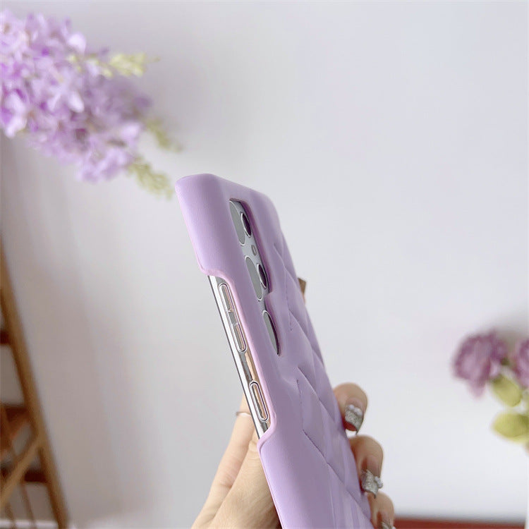 Diamond Plaid Faux Leather Phone Case for Samsung Galaxy