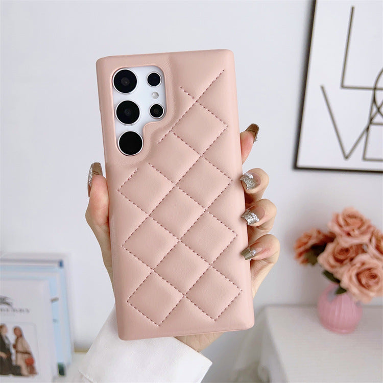 Diamond Plaid Faux Leather Phone Case for Samsung Galaxy