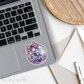 Disco Ball Coquette Waterproof Sticker - Stylish, durable disco ball sticker for laptops, water bottles, journals, planners, and more. High-quality matte vinyl with waterproof, scratch-resistant lamination. Perfect for teens and adults who love unique, coquette-inspired decor.