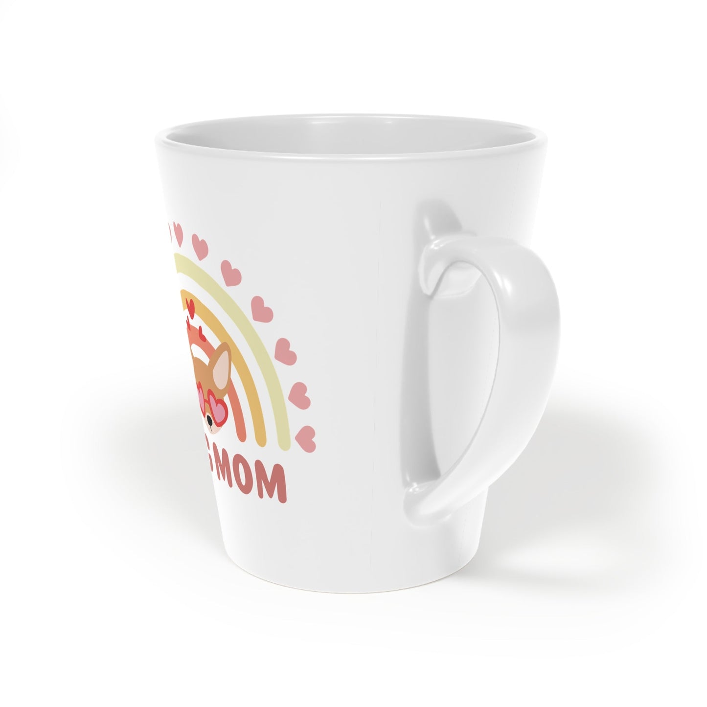 Dog Mom, Rainbow & Hearts Latte Mug