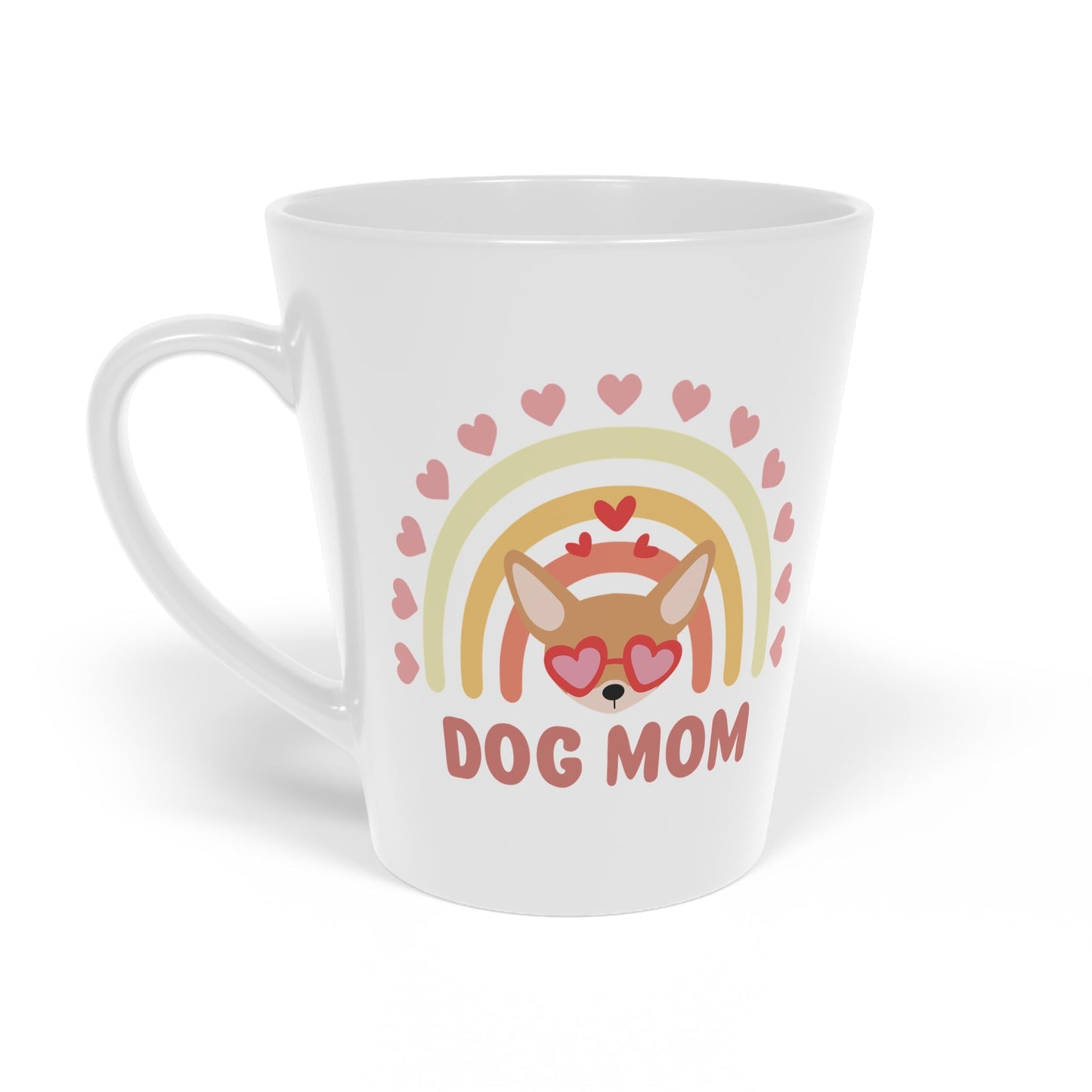 Dog Mom, Rainbow & Hearts Latte Mug