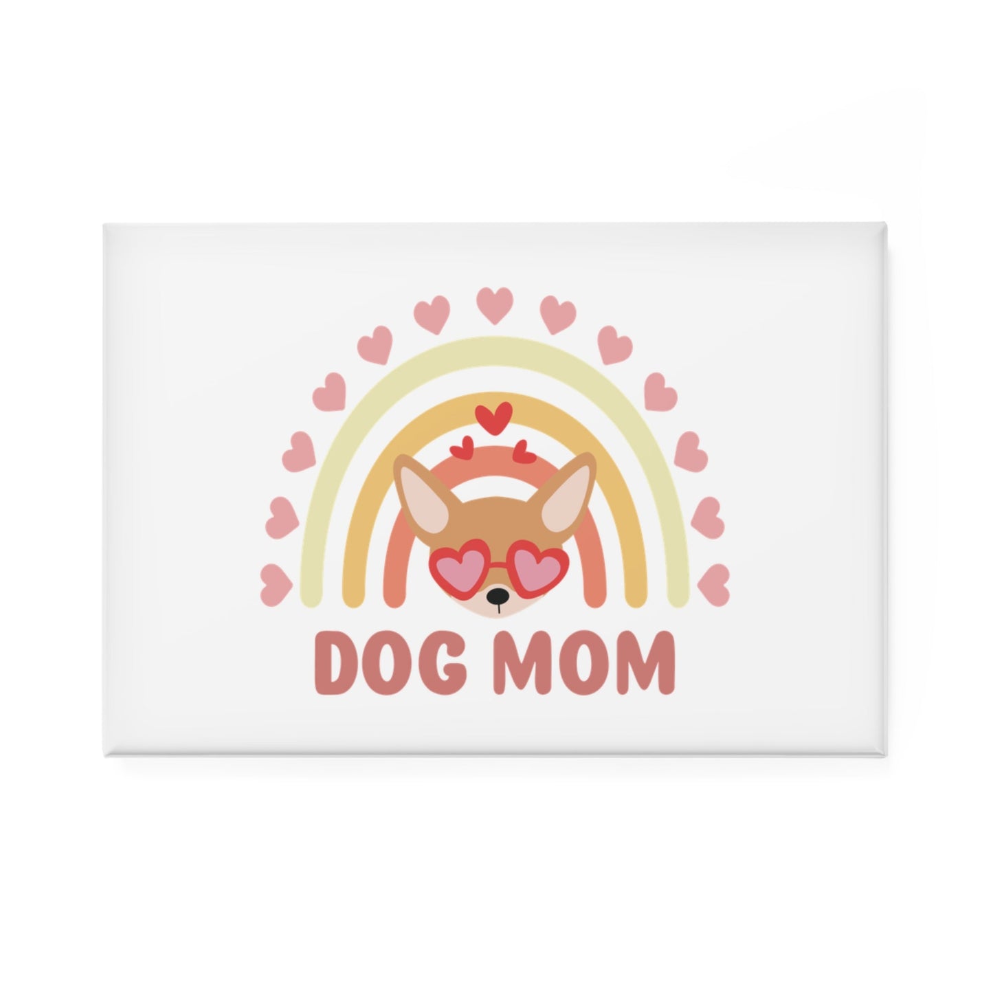 Dog Mom Rainbow & Hearts Rectangle Button Magnet