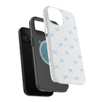 Dot Dot Bow Magnetic iPhone Case – Cute Light Blue Bow & Polka Dot Phone Case