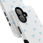 Dot Dot Bow Magnetic iPhone Case – Cute Light Blue Bow & Polka Dot Phone Case