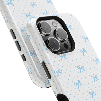 Dot Dot Bow Magnetic iPhone Case – Cute Light Blue Bow & Polka Dot Phone Case