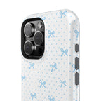 Dot Dot Bow Magnetic iPhone Case – Cute Light Blue Bow & Polka Dot Phone Case