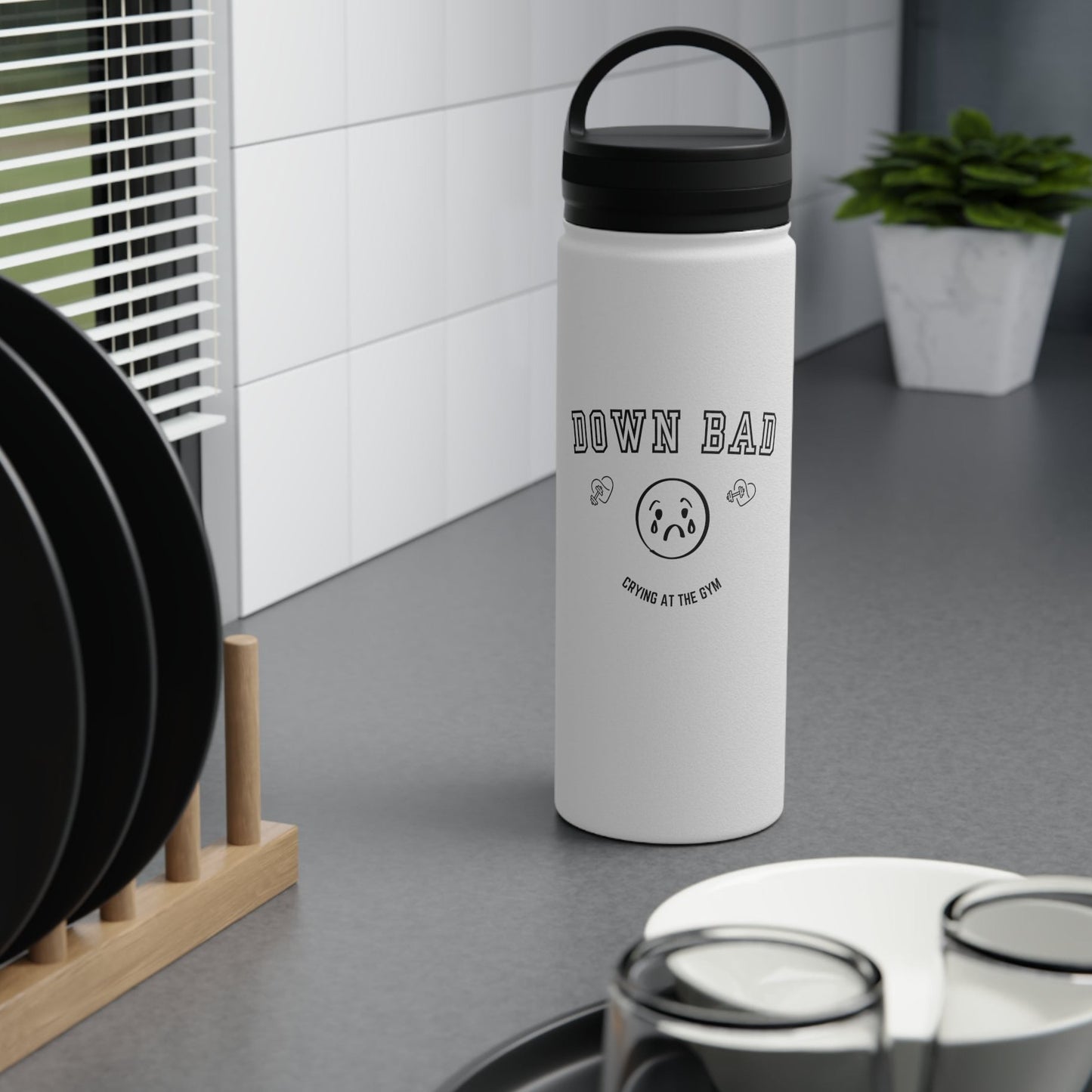 Down Bad Stainless Steel Water Bottle, Handle Lid