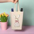 Floral Bunny Coquette Double Wine Tote Bag