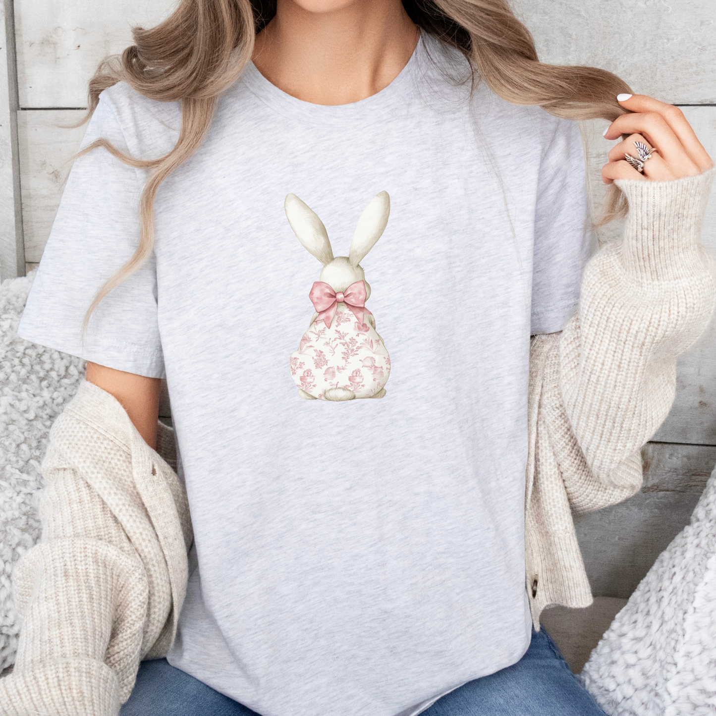 Floral Bunny Coquette Graphic T-shirt