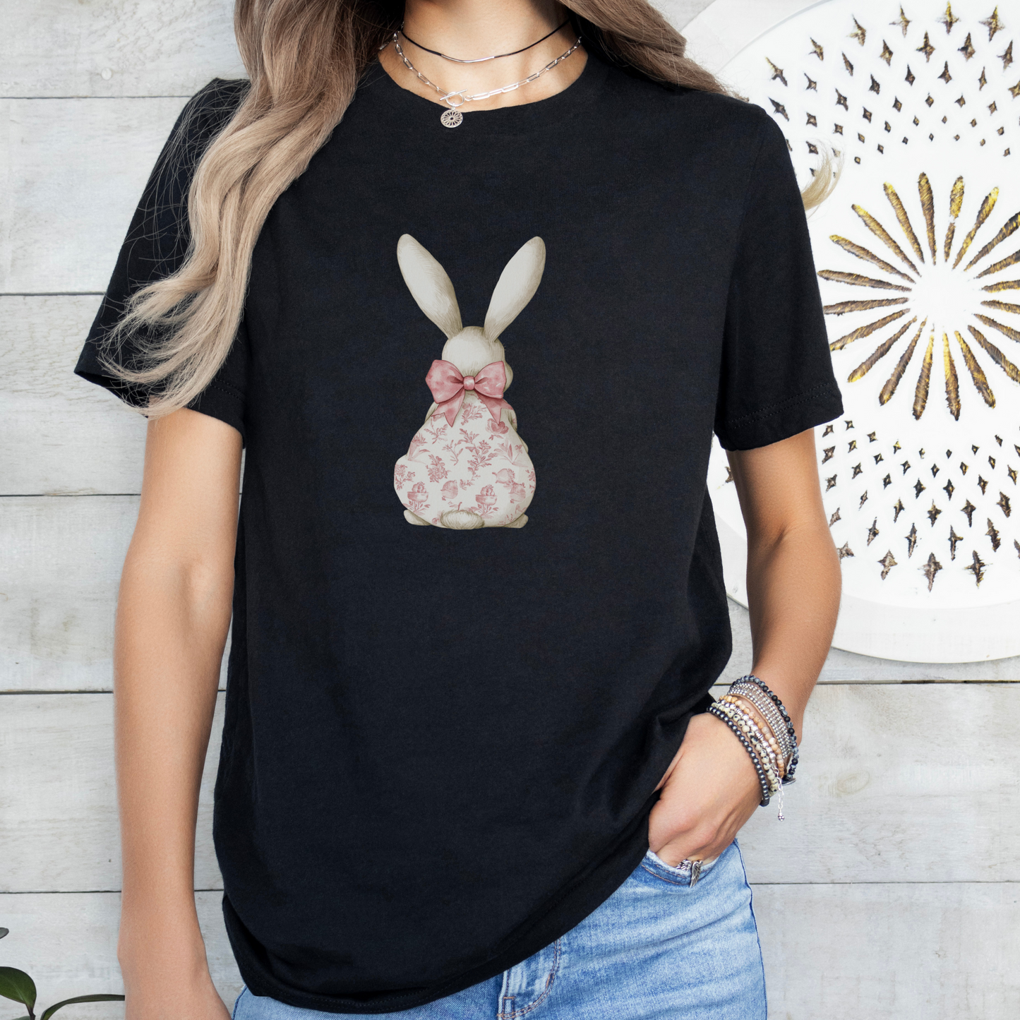 Floral Bunny Coquette Graphic T-shirt