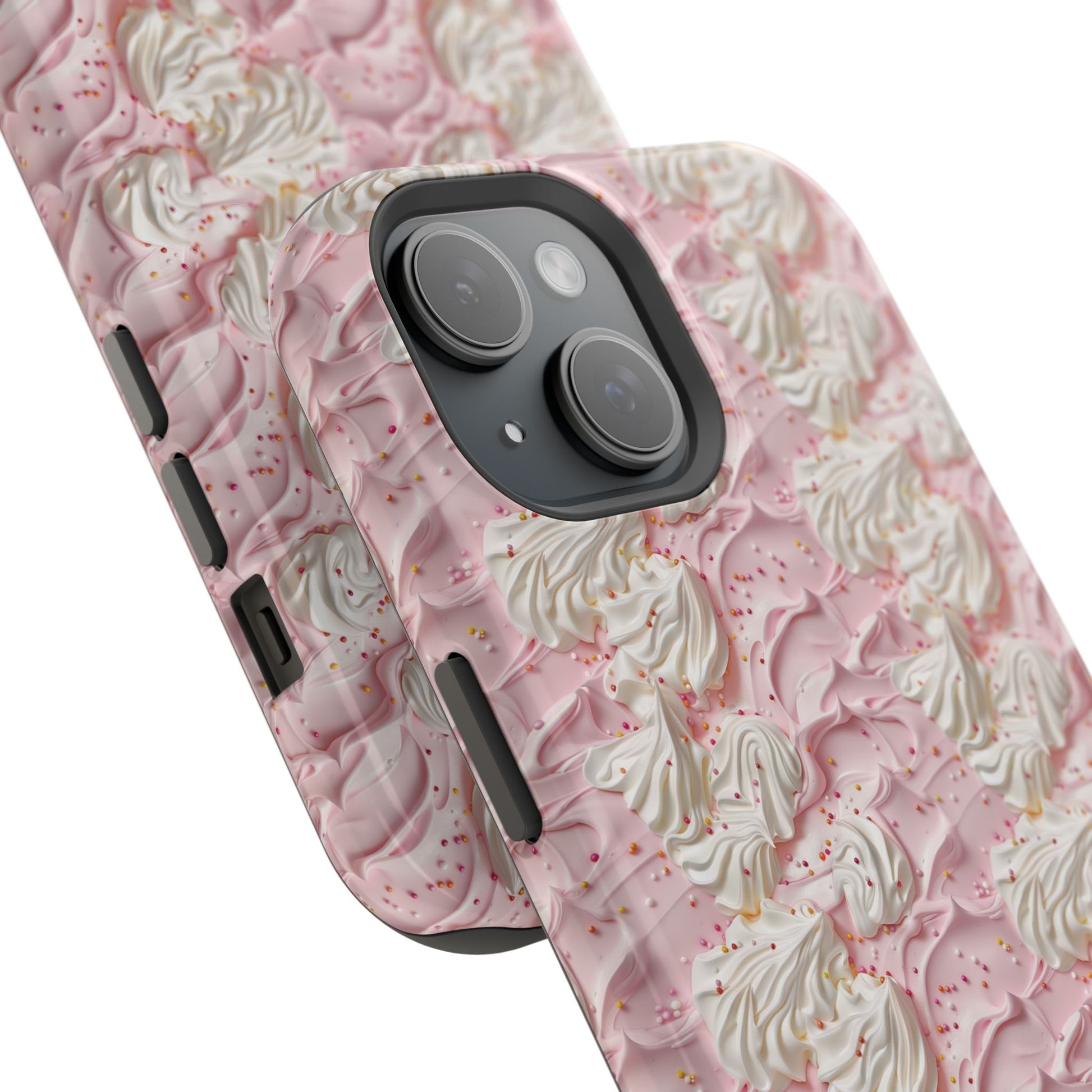 Frosted Magnetic iPhone Case – Pink Whipped Frosting Design with Sprinkles