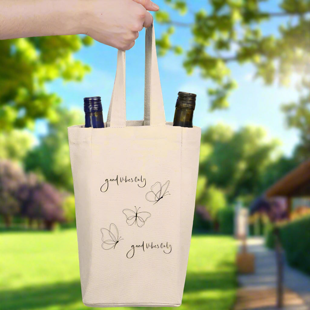Good Vibes Only Double Wine Tote Bag
