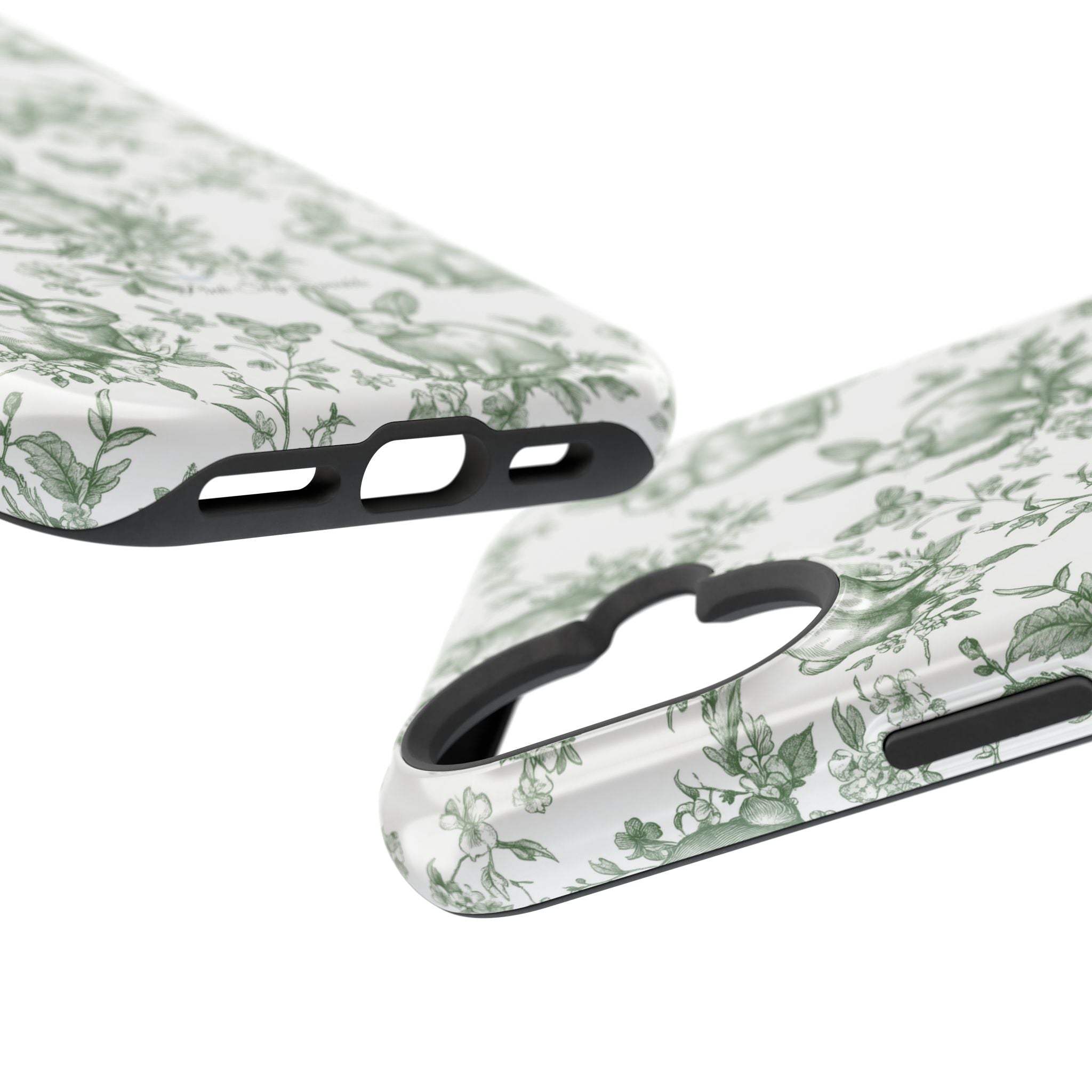 Green French Toile Floral Rabbit Magnetic iPhone Case