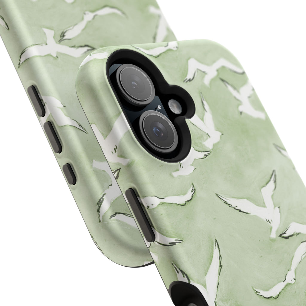 Green Seagull Print Magnetic iPhone Case