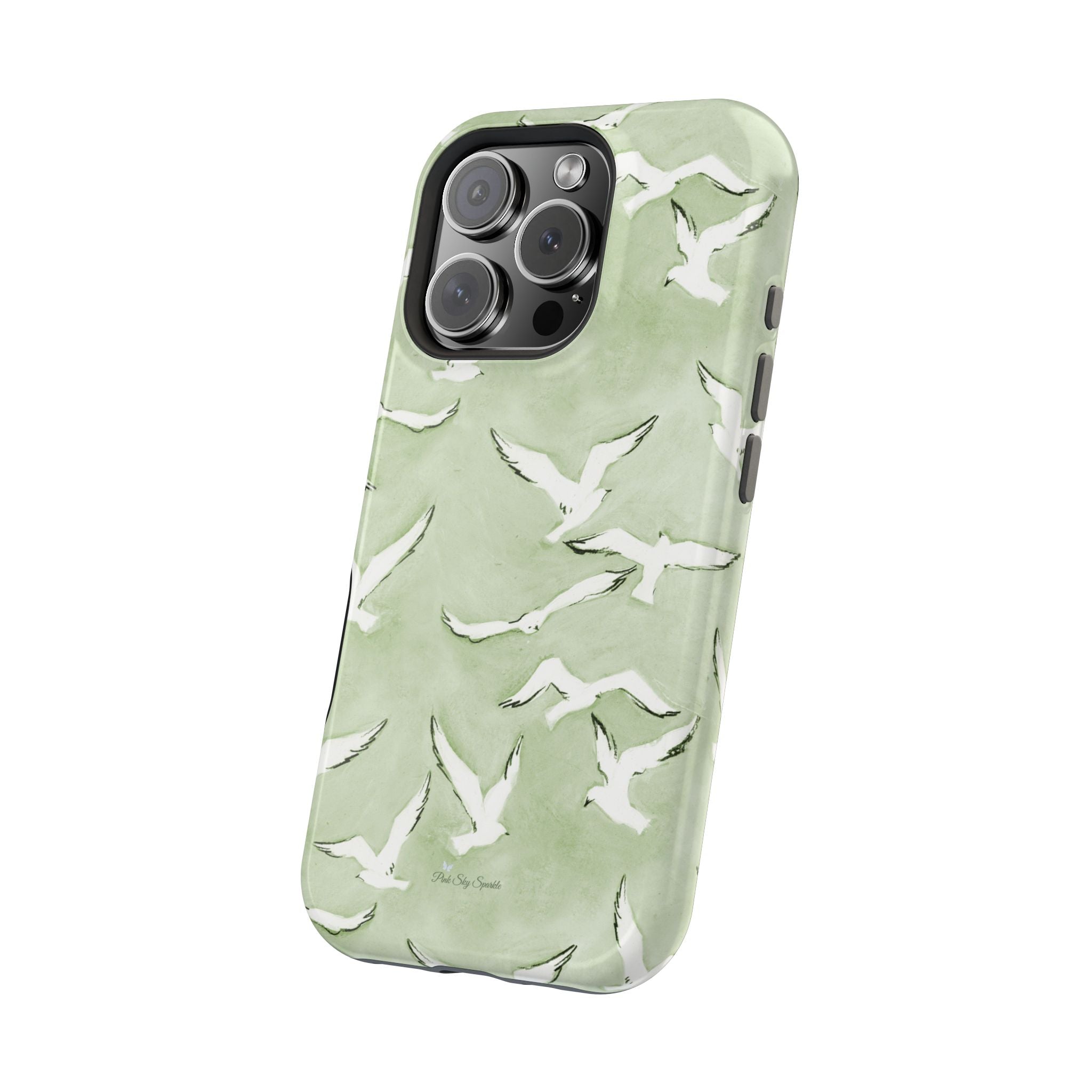 Green Seagull Print Magnetic iPhone Case