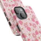 Groovy Berries Magnetic iPhone Case - Cute Pink Retro Strawberry Design