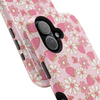 Groovy Berries Magnetic iPhone Case - Cute Pink Retro Strawberry Design