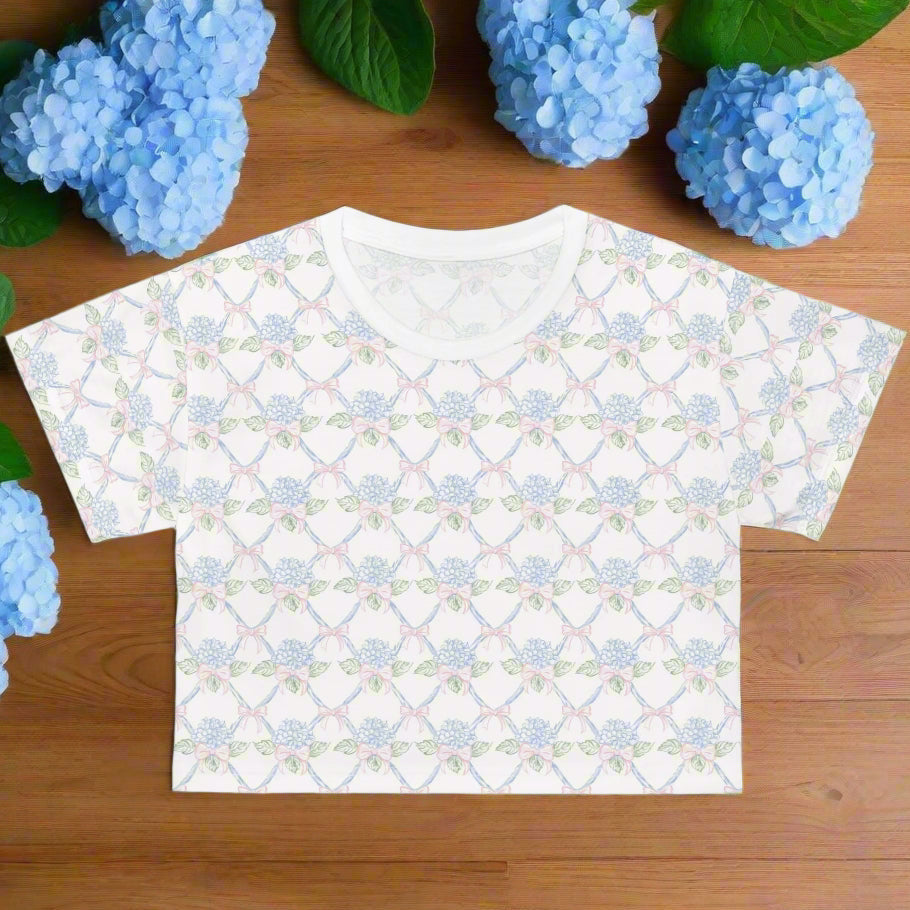 Lattice Coquette Bloom Crop Tee