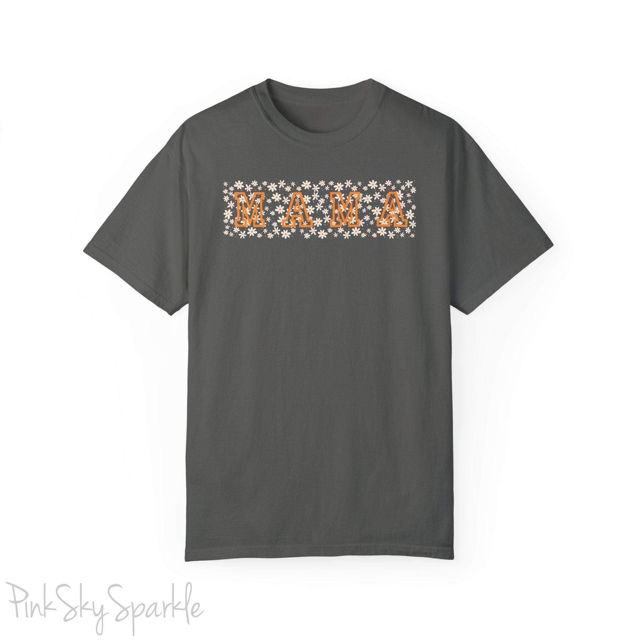 The bold 'MAMA' lettering, overlaid on a charming daisy pattern, makes this shirt a standout piece. Whether you're running errands, meeting friends for coffee, or just enjoying a quiet day at home, this t-shirt is your go-to for effortless style.&nbsp;