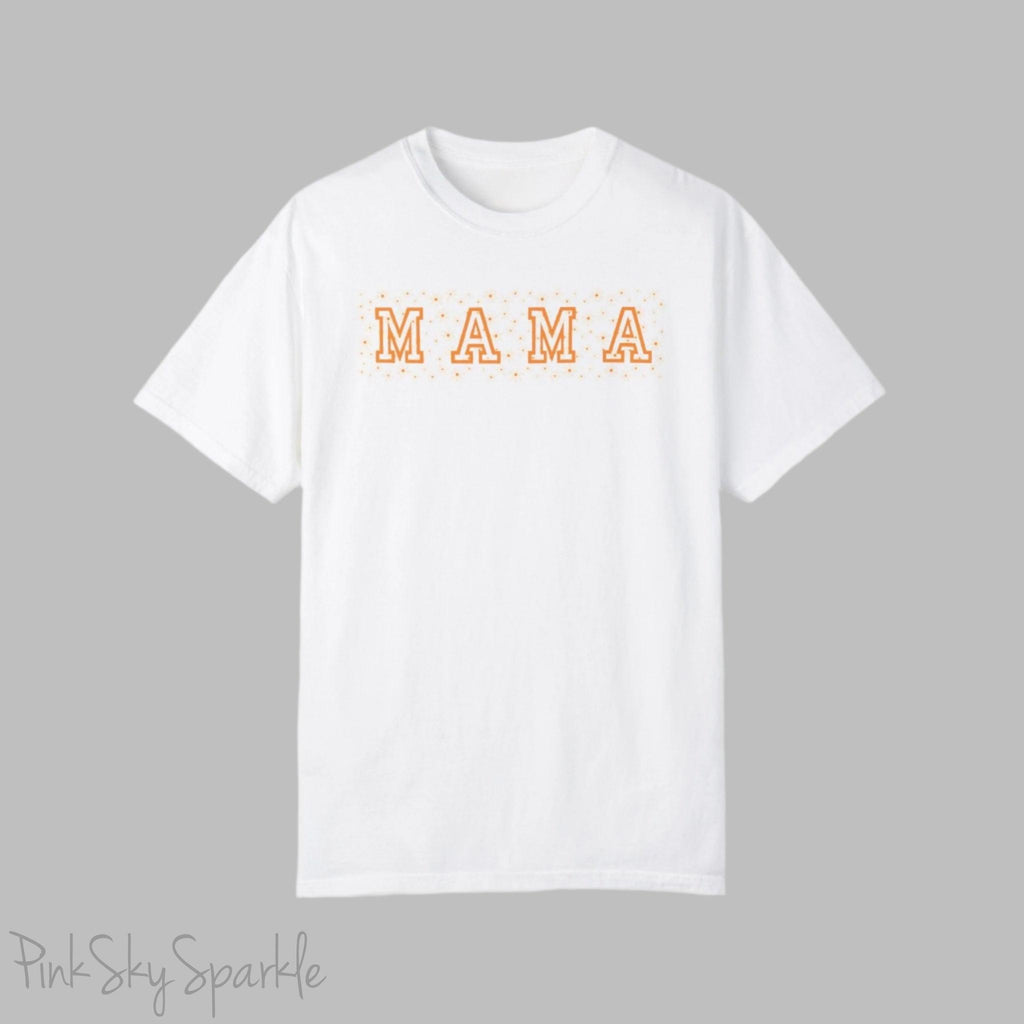 The bold 'MAMA' lettering, overlaid on a charming daisy pattern, makes this shirt a standout piece. Whether you're running errands, meeting friends for coffee, or just enjoying a quiet day at home, this t-shirt is your go-to for effortless style.&nbsp;