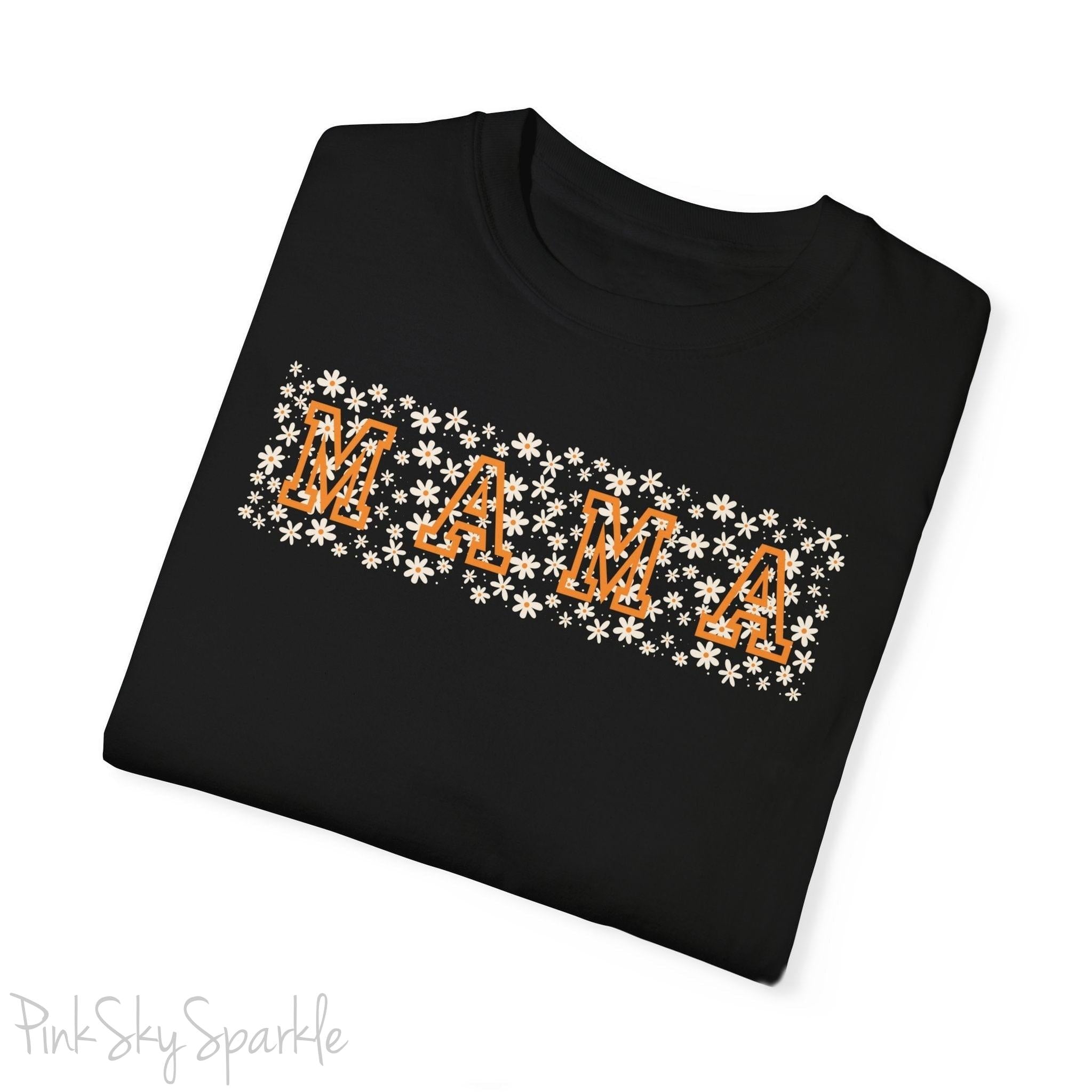 The bold 'MAMA' lettering, overlaid on a charming daisy pattern, makes this shirt a standout piece. Whether you're running errands, meeting friends for coffee, or just enjoying a quiet day at home, this t-shirt is your go-to for effortless style.&nbsp;