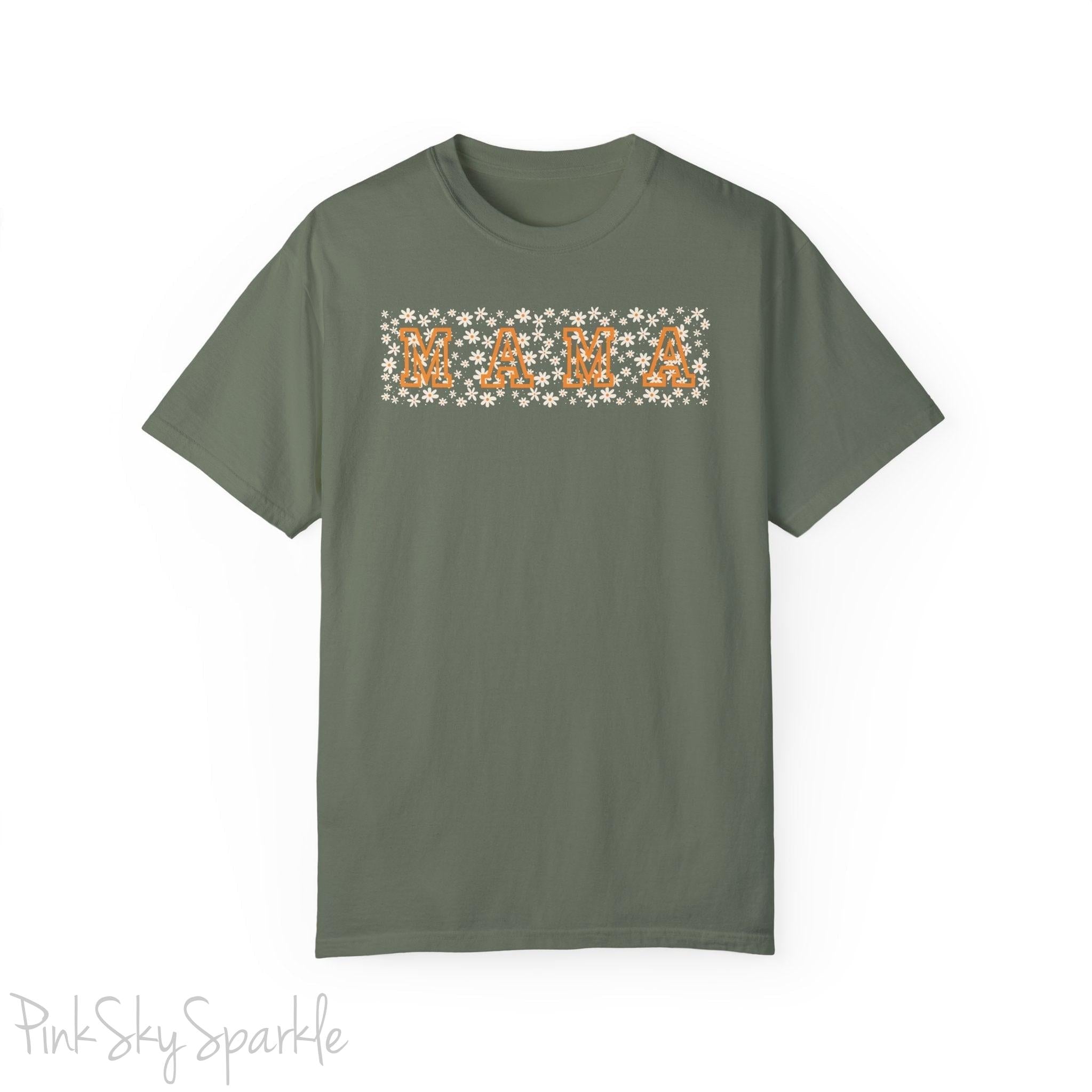 The bold 'MAMA' lettering, overlaid on a charming daisy pattern, makes this shirt a standout piece. Whether you're running errands, meeting friends for coffee, or just enjoying a quiet day at home, this t-shirt is your go-to for effortless style.&nbsp;